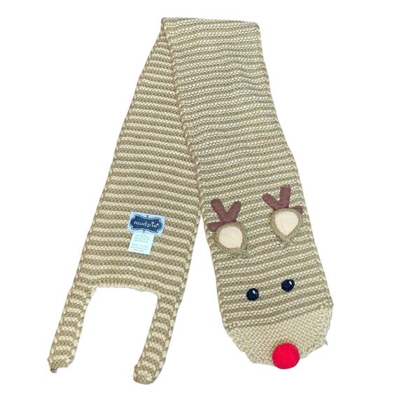 Mud Pie Knit Scarf Sz 3T+ Reindeer Winter Christmas Holiday Girls Kids Brown 40" - Picture 12 of 12
